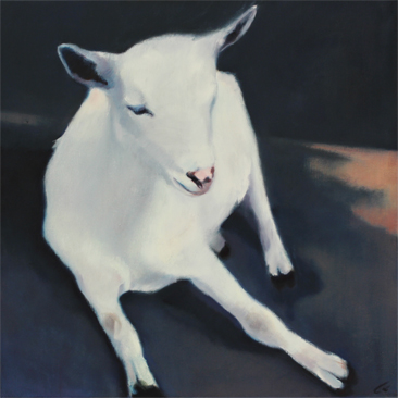 Geitje met gestrekte poot